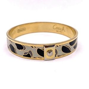 Coach Animal Print Enamel Gold Black Bangle Bracelet